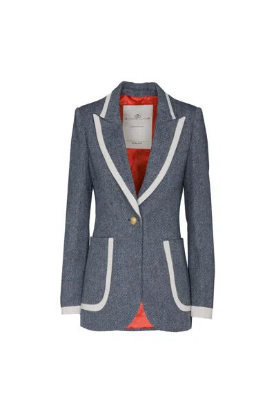 The Extreme Collection Women's Grey Grafito Laurent Herringbone 01 Blazer In Gray