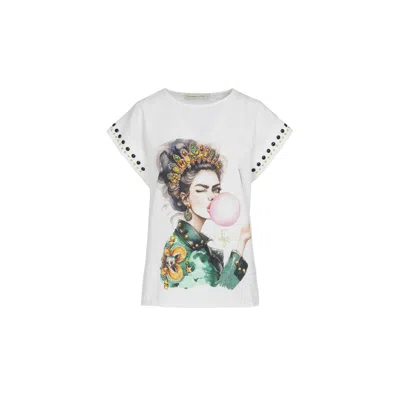 The Extreme Collection Women's Limited Edition Short Sleeve White Organic Cotton Ballon Rose T-shirt