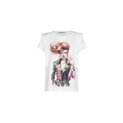 The Extreme Collection Women's Limited Edition Short Sleeve White Organic Cotton Stiletto T-shirt