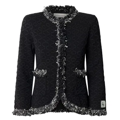 The Extreme Collection Women's Ludovica Black Metallic Trim Structured Jacket - Limited Edition