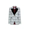 The Extreme Collection Women's Margot Grey Tartan Blazer With Bold Black Lapels