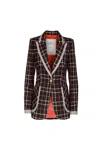 The Extreme Collection Women's Merlot Blackberry Scottish Check Blazer In Multi