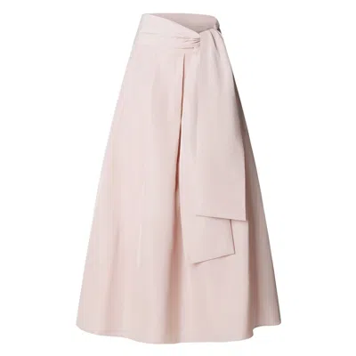 The Extreme Collection Women's Midi Skirt Pink Taffeta With Waist Tie