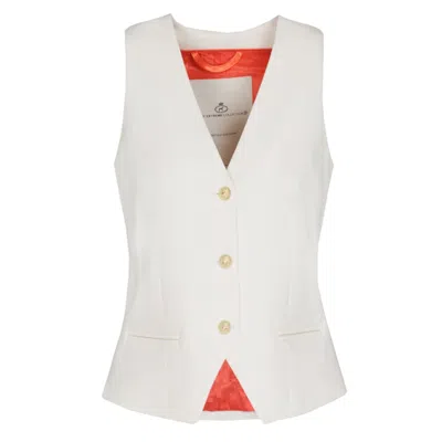 The Extreme Collection Women's Neutrals Beige Vest Super Crepe With Luxurious Gold Buttons Atelier In Multi