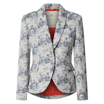 The Extreme Collection Women's Neutrals / Blue Toile De Jouy Printed Tailored Blazer - Limited Edition