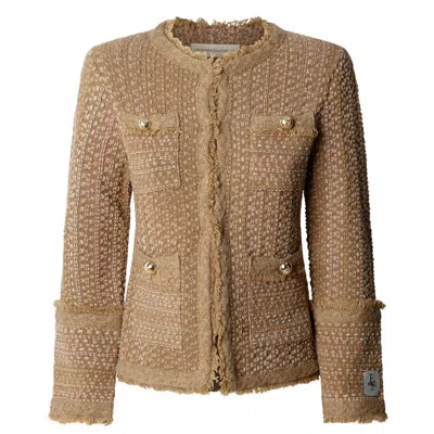 The Extreme Collection Women's Neutrals Camel Tweed-style Jacket Bryony In Beige