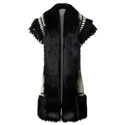 The Extreme Collection Women's Neutrals Ecru Faux Fur Waistcoat Edward In Black