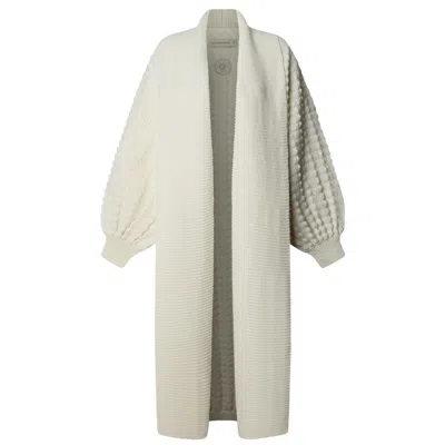 The Extreme Collection Women's Neutrals Ecru Long Knit Cardigan Dominic In Gray