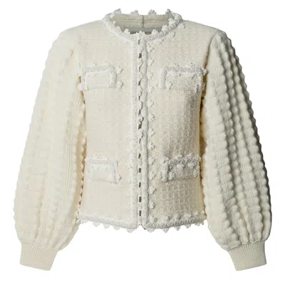 The Extreme Collection Women's Neutrals Ecru Tweed-style Structured Cardigan Kingston In Beige