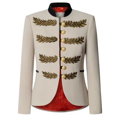 The Extreme Collection Women's Neutrals / Gold Beige Embroidered Blazer Renata Love Gold