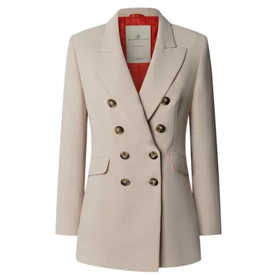 The Extreme Collection Women's Neutrals Lafayette Double-breasted Cream Tailored Blazer - Limited Edition In White