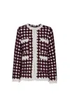 The Extreme Collection Women's Neutrals Margot Maroon Houndstooth Jacket In Multi