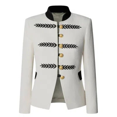 The Extreme Collection Women's Neutrals Short Fitted Embroidered Blazer Renata 01