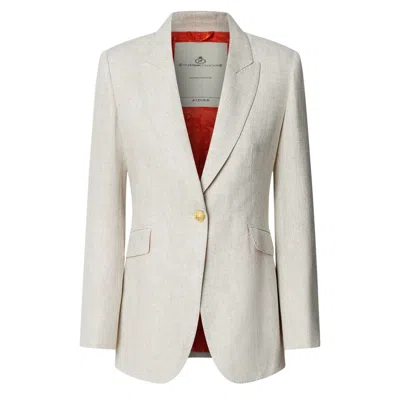 The Extreme Collection Women's Neutrals Sofia Sand Linen Tailored Blazer - Limited Edition In Multi