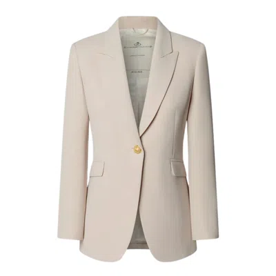 The Extreme Collection Women's Neutrals Tailored Beige Blazer Single-button Atelier