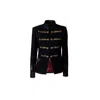 The Extreme Collection Women's Embroidered Black Premium Crepe Blazer Nuvola In Black