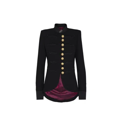 The Extreme Collection Women's Nuvola Black Fish Embroidered Premium Crepe Blazer