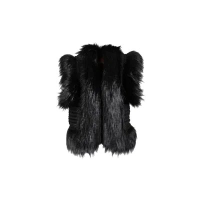 The Extreme Collection Women's Paulette Black Short Alpaca Merino Faux Fur Vest