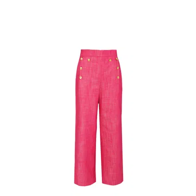 The Extreme Collection Women's Pink Anais Fuchsia Button Trousers