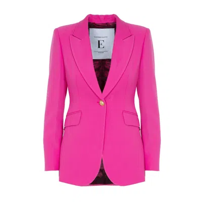 The Extreme Collection Women's Pink Fuchsia Single-breasted Blazer With One Gold Button Charlotta