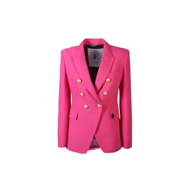The Extreme Collection Women's Pink London Double Breasted Premium Crepe Blazer Fucsia