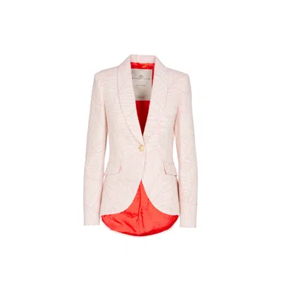 The Extreme Collection Women's Pink / Purple Blush Pink Textured Tailored Blazer With Subtle Leaf Pattern Serafina In Pink/purple