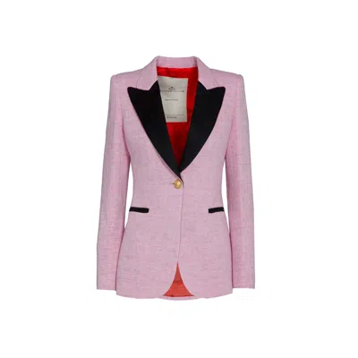The Extreme Collection Women's Pink / Purple Cipriani Pink Blazer With Contrasting Black Lapel And Single Button
