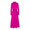 The Extreme Collection Women's Pink / Purple Cornelia Solid Fuchsia Belted Midi Dress With Tie Belt