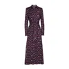 The Extreme Collection Women's Pink / Purple Cornelia Solid Maroon Midi Shirt Dress With Tie Belt