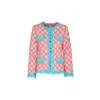 The Extreme Collection Women's Pink / Purple Textured Salmon Pink Jacket With Contrasting Blue Trim And Quilted Detailing C In Pink/purple