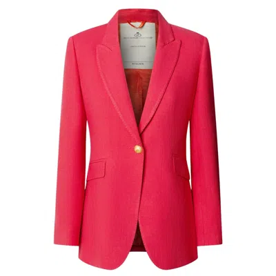 The Extreme Collection Women's Pink Sofia Vibrant Fuchsia Linen Tailored Blazer - Limited Edition