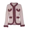 The Extreme Collection Women's Pink Textured Knit Beatrice Jacket With Braided Accents And Pockets In Multi