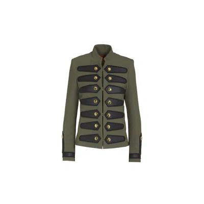 The Extreme Collection Women's Premiun Green Crepe Blazer With Golden Buttons Kyomi
