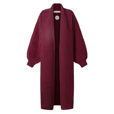 The Extreme Collection Women's Purple Burgundy Long Knit Cardigan Dominic
