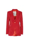 The Extreme Collection Women's Bold Red Single-breasted Blazer With Gold Buttons Benedetta In Red