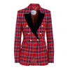 The Extreme Collection Women's Red Chiara Tartan Checked Blazer In Multi