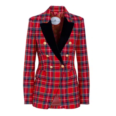 The Extreme Collection Women's Red Chiara Tartan Checked Blazer