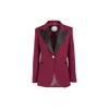 The Extreme Collection Women's Red Elegant Maroon Blazer With Black Satin Lapels Octavia In Red