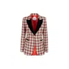 The Extreme Collection Women's Red / Green Red And Green Plaid Blazer With Black Lapels And Golden Buttons Alcott In Red/green