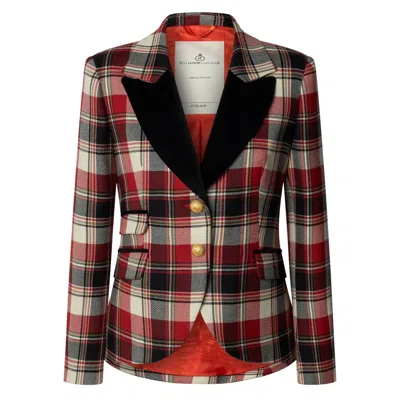 The Extreme Collection Women's Red / Neutrals / Black Tartan Wool Blazer Duncan In Red/black