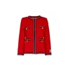 The Extreme Collection Women's Red Tweed Jacket With Black And Pink Trim Matthieu In Red