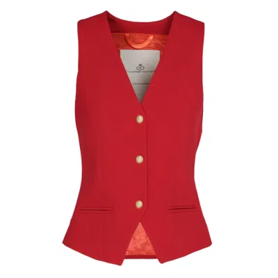 The Extreme Collection Women's Red Vest Super Crepe With Buttons And Gold Details Atelier