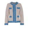 The Extreme Collection Women's Rose Gold Wool And Alpaca Pink Tweed Jacket With Denim Trim Detail Mencia In Rose Gold