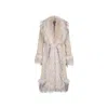 The Extreme Collection Women's White Alpaca Merino Wool Longline Coat With Vegan Fur Details Josephine In White