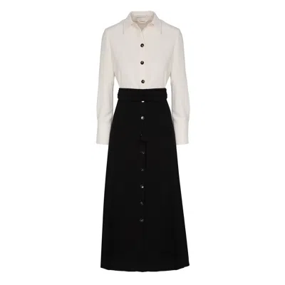 The Extreme Collection Women's White / Black Black And White Collared Midi Bicolor Cornelia Dress