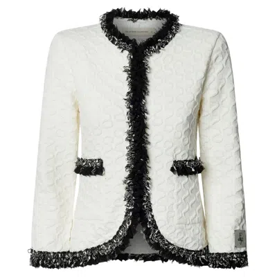 The Extreme Collection Women's White / Black Ludovica White Jewel-trim Structured Jacket - Limited Edition In Multi