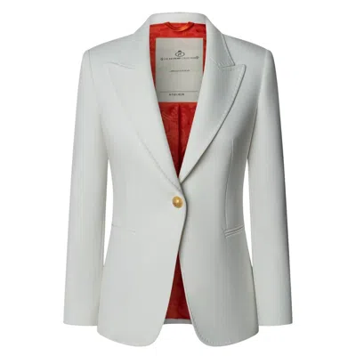 The Extreme Collection Women's White Blazer With Pick Stitch Lapel Garcia Vintage 01
