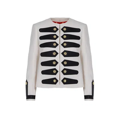 The Extreme Collection Women's White Ecru Crepe Blazer With Golden Buttons Kyomi