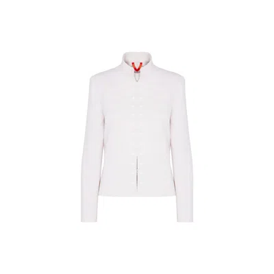 The Extreme Collection Women's White Embroidered Military-inspired Fitted Jacket Bianca White