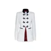 The Extreme Collection Women's White Linen Mao Collar Blazer With Black Details Cornelia In White